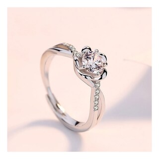 Foto 3 | Foto 3 | Anillo De Compromiso De Plata 925 Con Circonita Y Flor De Melocotón Para Mujer - Venta Internacional.