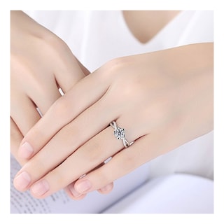 Foto 5 | Foto 5 | Anillo De Compromiso De Plata 925 Con Circonita Y Flor De Melocotón Para Mujer - Venta Internacional.