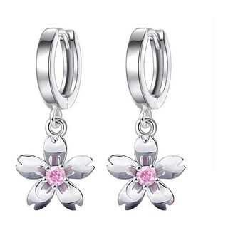 Foto 1 | Foto 1 | Pendientes De Plata 925 Con Flores Rosas A La Moda Para Mujer - Venta Internacional.