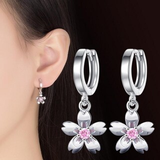 Foto 2 | Foto 2 | Pendientes De Plata 925 Con Flores Rosas A La Moda Para Mujer - Venta Internacional.