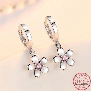 Foto 3 | Foto 3 | Pendientes De Plata 925 Con Flores Rosas A La Moda Para Mujer - Venta Internacional.