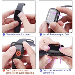 Foto 7 | Foto 7 | Funda + Cristal Templado Para Apple Watch Misxi 2 De 44 Mm Color Negro - Venta Internacional.