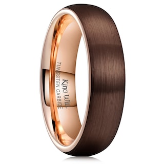 Foto 1 | Foto 1 | Anillo De Boda King Will Dome Carburo De Tungsteno Marrón 6 Mm - Venta Internacional.