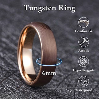 Foto 2 | Foto 2 | Anillo De Boda King Will Dome Carburo De Tungsteno Marrón 6 Mm - Venta Internacional.