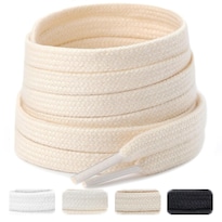 Cordones Handshop  Anchos Y Planos  Atléticos  8 Mm  120 Cm  Color Beige (2 Pares) - Venta Internacional.