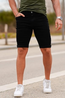 Foto 3 | Foto 3 | Pantalones Cortos Gingtto Black Jean Para Hombre Ajustados Casuales Ajustados 36 - Venta Internacional.