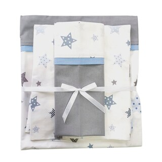 Foto 1 | Foto 1 | Juego De Sábanas De 3 Piezas Con Diseño De Estrellas Azules  100% Algodón  Para Colecho - Venta Internacional.