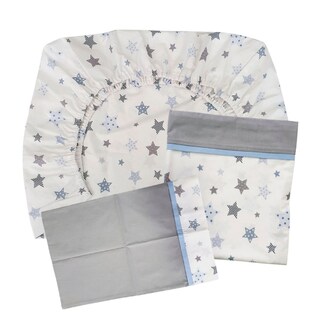Foto 2 | Foto 2 | Juego De Sábanas De 3 Piezas Con Diseño De Estrellas Azules  100% Algodón  Para Colecho - Venta Internacional.
