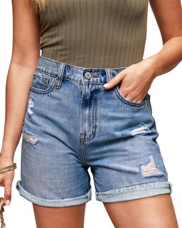 Foto 2 | Foto 2 | Pantalones Cortos Modarani Jean Denim De Cintura Alta Para Mujer Azul L - Venta Internacional.