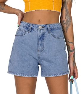 Foto 1 | Foto 1 | Pantalones Cortos De Mezclilla Azul Onlypuff De Cintura Media Alta Para Mujer - Venta Internacional.