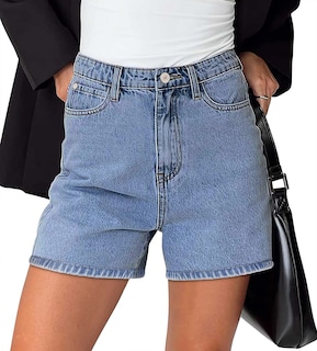 Foto 2 | Foto 2 | Pantalones Cortos De Mezclilla Azul Onlypuff De Cintura Media Alta Para Mujer - Venta Internacional.