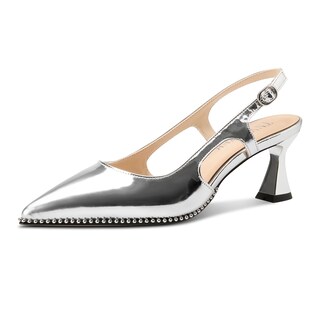 Foto 1 | Foto 1 | Zapatos Tnynfbeb Para Mujer Tacón De Gatito Y Punta Puntiaguda Plateados 6 5 Cm - Venta Internacional.