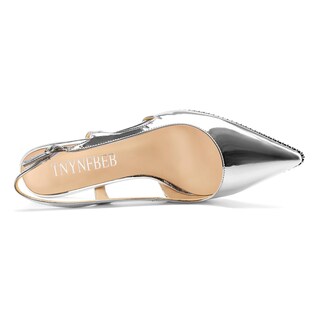 Foto 3 | Foto 3 | Zapatos Tnynfbeb Para Mujer Tacón De Gatito Y Punta Puntiaguda Plateados 6 5 Cm - Venta Internacional.