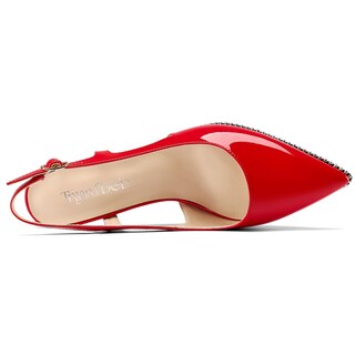 Foto 5 | Foto 5 | Zapatos Tnynfbeb Para Mujer Tacón De Gatito Y Punta Puntiaguda Rojos 6 M - Venta Internacional.