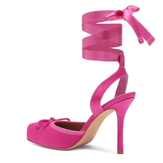 Foto 4 | Foto 4 | Tacones De Ballet Riekhany Satin Para Mujer Tacón Alto Rojo Rosa - Venta Internacional.
