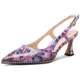 Foto 1 | Foto 1 | Zapatos Tnynfbeb Para Mujer  Tacón De Gatito Y Punta Puntiaguda  Color Morado - Venta Internacional.