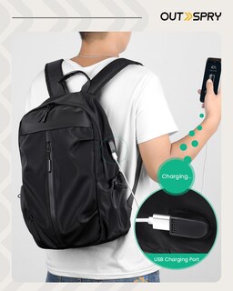 Foto 5 | Foto 5 | Mochila Outspry Para Hombre Con Puerto Usb Para Portátil De 15 Pulgadas Color Negro - Venta Internacional.