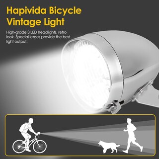 Foto 3 | Foto 3 | Luz Delantera Para Bicicleta Hapivida Vintage Retro 3 Led Plateada - Venta Internacional.