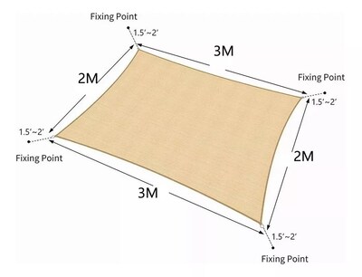Foto 2 | Foto 2 | Toldo Shade Sail 95 Mallas Polietileno De Alta Densidad Antiuv 3 X 2 M Color Beige - Venta Internacional.