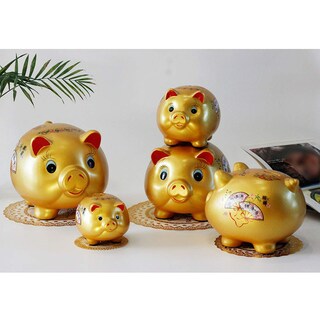 Foto 7 | Foto 7 | Caja Ahorradora De Monedas De Cerámica Con Forma De Cerdo Dorado De Piggy Bank Myyingbin - Venta Internacional.