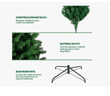 Foto 3 | Foto 3 | 2.1m Árbol De Navidad Artificial Con Soporte De Metal Verde