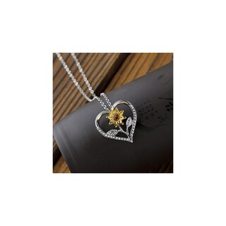 Foto 1 | Foto 1 | Collar Con Colgante En Forma De Corazón De Plata 925 Con Forma De Girasol Para Mujer - Venta Internacional.
