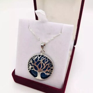 Foto 4 | Foto 4 | Collar De Lapislázuli Cadena De Plata 925 Con Raíces Del Árbol De La Vida - Venta Internacional.