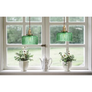 Foto 3 | Foto 3 | Lámpara Colgante I-xun Vintage Con Casquillo De Latón Cristal Verde 17 5 Cm - Venta Internacional.
