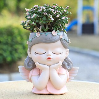 Foto 1 | Foto 1 | Maceta De Resina Con Cabeza De Hada Para Suculentas Con Orificio De Drenaje - Venta Internacional.