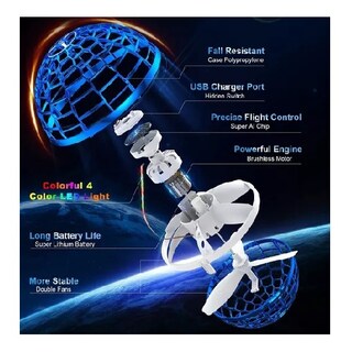 Foto 2 | Foto 2 | Pelota Esférica Led Voladora Flynova Pro De Juguete Con Forma De Minidron Color Azul - Venta Internacional.
