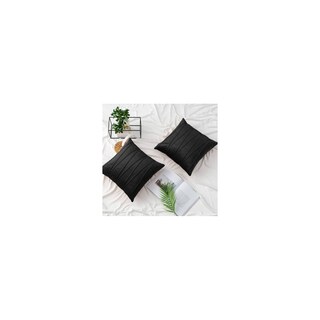 Foto 1 | Foto 1 | Pack De 2 Fundas De Cojín De Terciopelo Suave A Rayas De 45 X 45 Cm Color Negro - Venta Internacional.