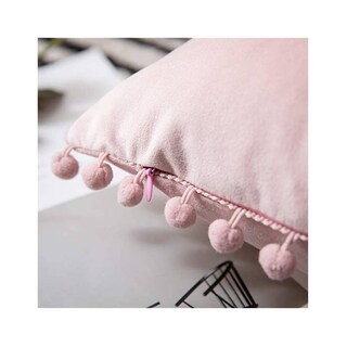 Foto 3 | Foto 3 | Pack De 2 Fundas De Cojín De Terciopelo Con Pompón  30 X 50 Cm  Color Rosa - Venta Internacional.
