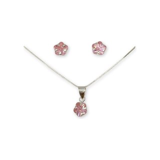 Foto 1 | Foto 1 | Juego De Collares De Plata 925 Con Colgante De Circonitas Rosas - Venta Internacional.