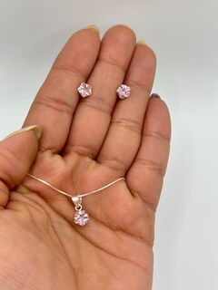 Foto 2 | Foto 2 | Juego De Collares De Plata 925 Con Colgante De Circonitas Rosas - Venta Internacional.