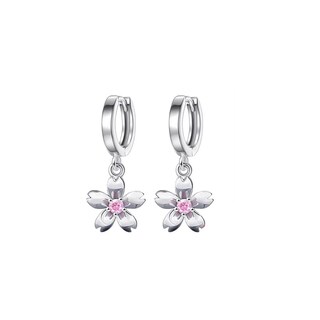 Foto 1 | Foto 1 | Pendientes De Plata 925 Con Forma De Argolla Rosa A La Moda Para Mujer - Venta Internacional.