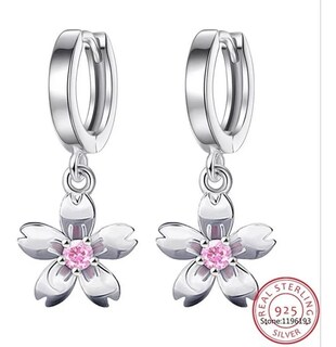 Foto 4 | Foto 4 | Pendientes De Plata 925 Con Forma De Argolla Rosa A La Moda Para Mujer - Venta Internacional.