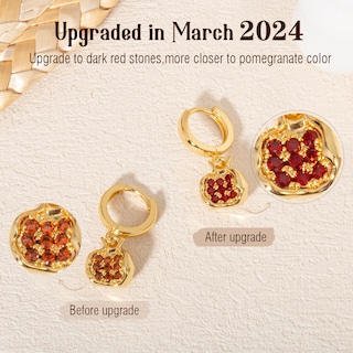 Foto 5 | Foto 5 | Pendientes Zebrago Tipo Argolla Con Colgante De Granada Chapados En Oro De 18 Quilates - Venta Internacional.
