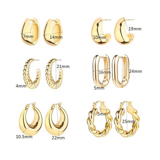 Foto 6 | Foto 6 | Pendientes De Aro Allhola De Oro De 14 Quilates 6 Pares Hipoalergénicos Para Mujer - Venta Internacional.