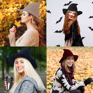 Foto 3 | Foto 3 | Sombrero De Bruja Komotu Para Halloween Tejido En Lana Para Mujer Color Negro - Venta Internacional.