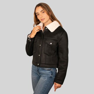 Foto 4 | Foto 4 | Chamarra Para Mujer De Gamuza Negro