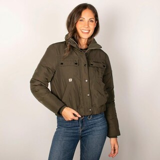Foto 1 | Foto 1 | Chamarra Para Mujer Bomber Con Bolsillos Verde Oscuro