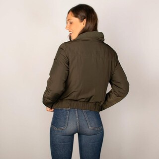 Foto 4 | Foto 4 | Chamarra Para Mujer Bomber Con Bolsillos Verde Oscuro
