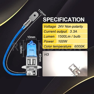 Foto 4 | Foto 4 | Bombilla Halógena Ruiandsion H3 100 W 24 V Xenón Blanco 6000 K - Venta Internacional.