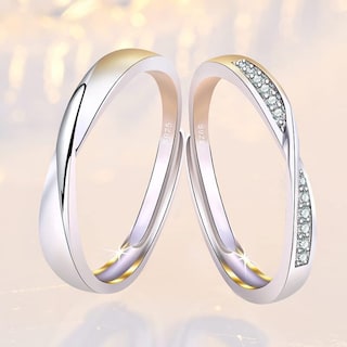 Foto 2 | Foto 2 | Anillos De Pareja De Plata 925 Con Forma De Ilusión De Amor Ajustable - Venta Internacional.