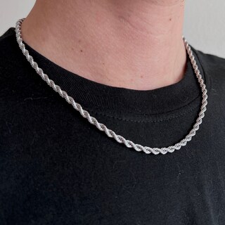 Foto 1 | Foto 1 | Collar De Acero Inoxidable Con Cadena Torbillon De 4 Mm Y 60 Cm Para Hombre - Venta Internacional.
