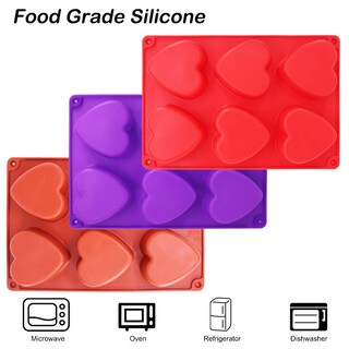 Foto 5 | Foto 5 | Molde De Silicona Findtop Con 6 Cavidades En Forma De Corazón (morado/rojo/marrón) - Venta Internacional.