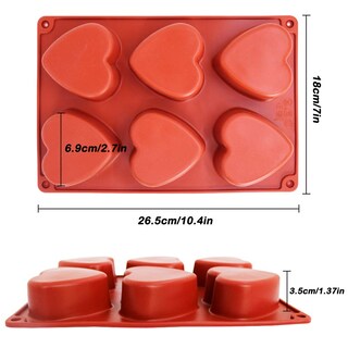 Foto 7 | Foto 7 | Molde De Silicona Findtop Con 6 Cavidades En Forma De Corazón (morado/rojo/marrón) - Venta Internacional.
