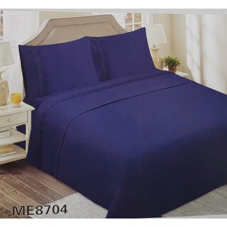 Foto 1 | Foto 1 | Juego De Sábanas De 144 Hilos Para 2 Plazas Color Azul Marino - Venta Internacional.