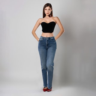 Foto 2 | Foto 2 | Jeans Mom Mujer Azul Deslavado Tiro Alto