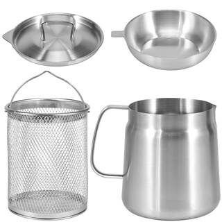 Foto 1 | Foto 1 | Olla Coladora De Aceite Tcwhniev De Acero Inoxidable De 2 Litros Con Tapa De Filtro - Venta Internacional.
